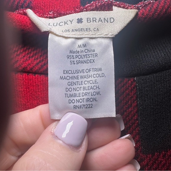 Lucky Brand Red and Black Buffalo Plaid 2-piece Pajama set Medium Lounge NWOT - Picture 8 of 10